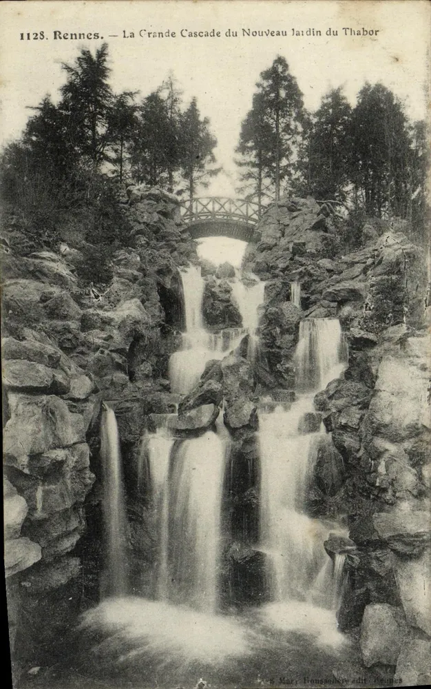 Die Große Wasserfall des neuen Gartens von Thabor — Rennes — Verlag S. Mary, Pontsobery, Rennes, n° 1128 - Vorderseite