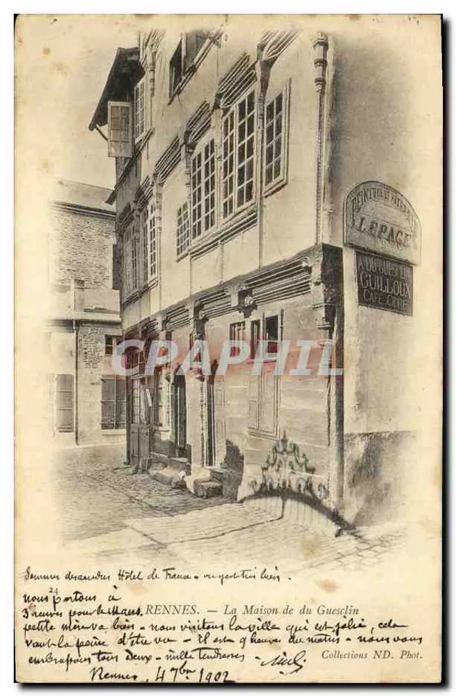 Rennes — La Maison de du Guesclin — L. PACE Phot. - Frente