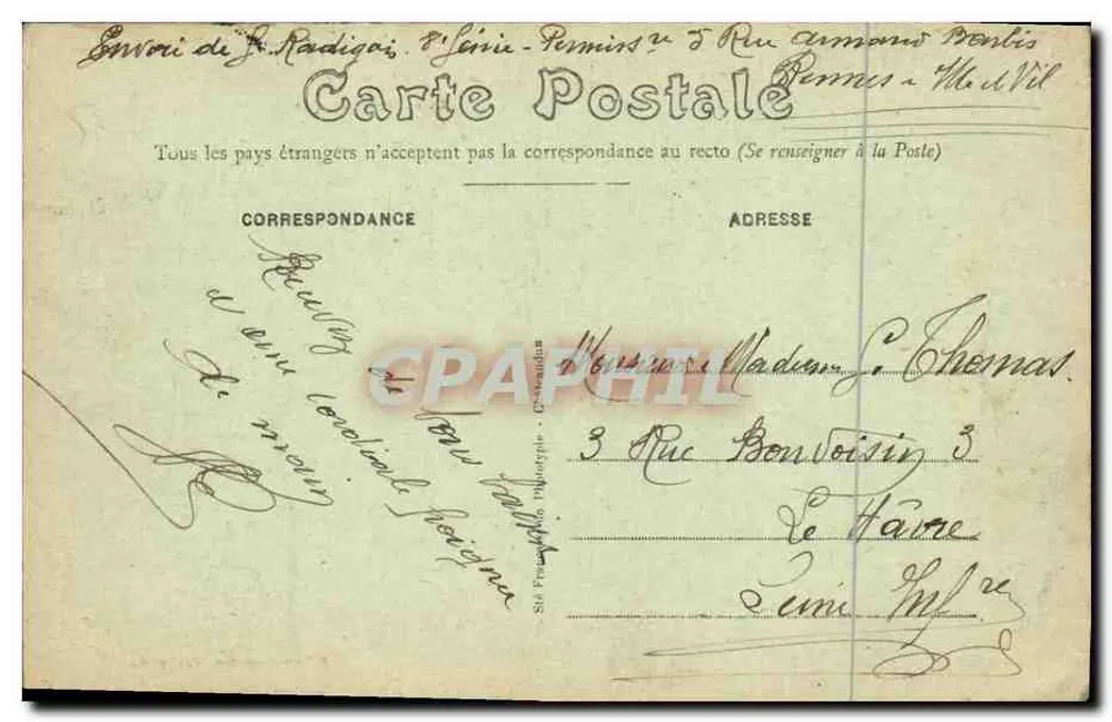 Rennes — En el Thabor, Pequeño Puente Rustico — Mary-Roussellier editado en Rennes - Reverso