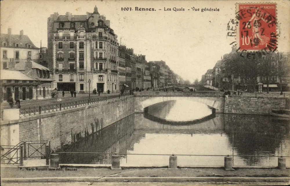 Rennes - Quais - Widok ogólny — F. Mary-Rousse, wyd. Rennes, n° 1003 - Awers