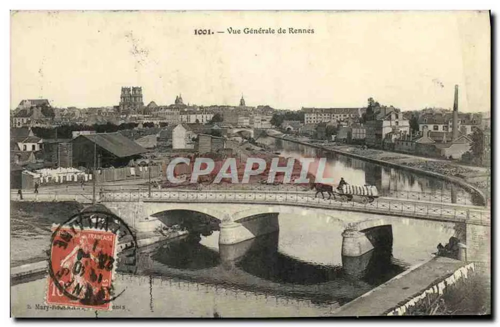 Visão geral de Rennes — Carte postale n°1001 — Editor S. Mary-Honoré - Frente