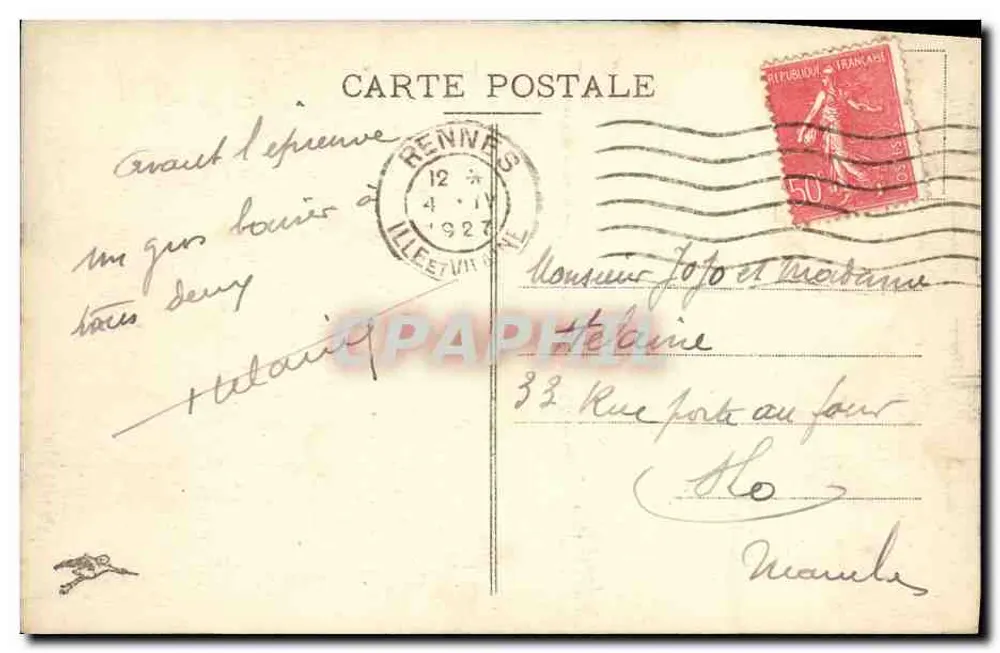 Rennes - A Prefeitura — cartão postal n°38 - Verso