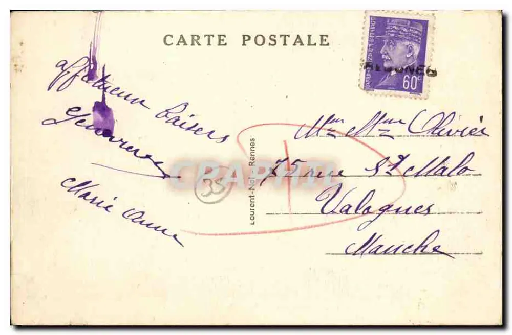 Rennes — O Palácio Saint-Georges — Editor Laurent-Nel, n° 201 - Verso