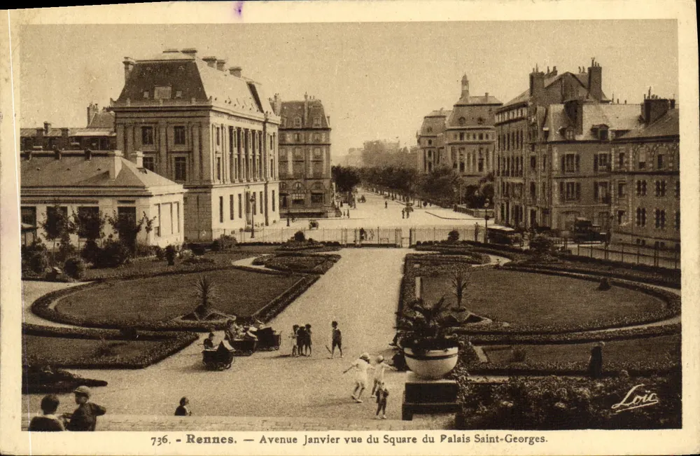 Rennes — Avenue Janvier vom Square du Palais Saint-Georges aus — Verlag Loïc, n° 736 - Vorderseite