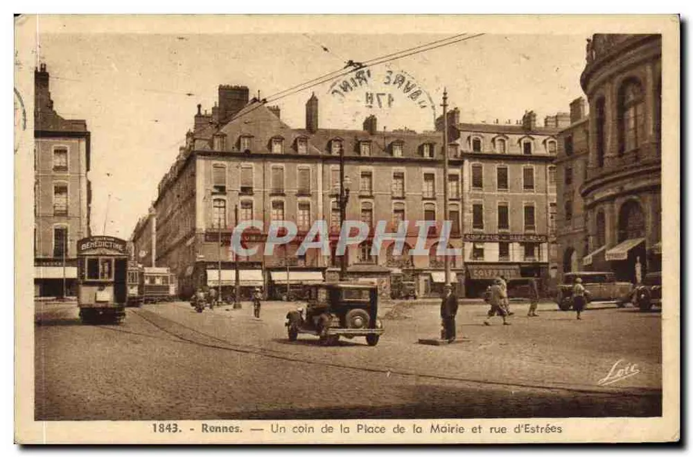 Rennes — Ecke Place de la Mairie und rue d'Estrées — Mény Edition, Rennes - Vorderseite