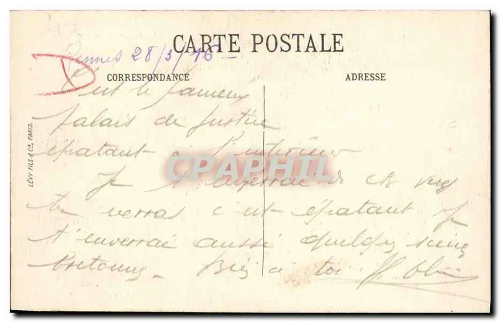 Rennes — O Palácio de Justiça — A. G. - Verso
