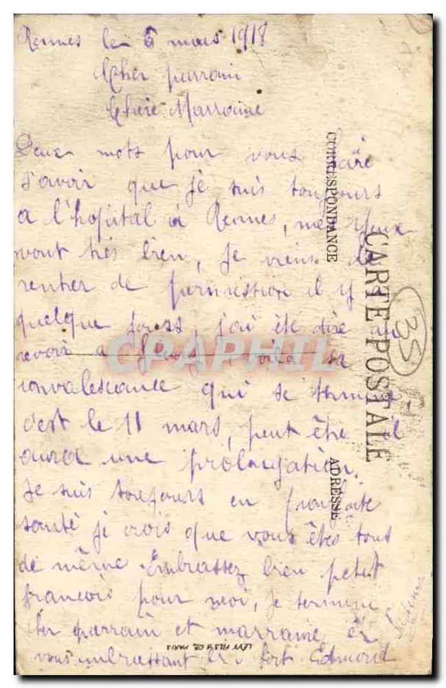 Rennes — Die bedeckte Vilaine — Die Gärten — A. G. - Rückseite