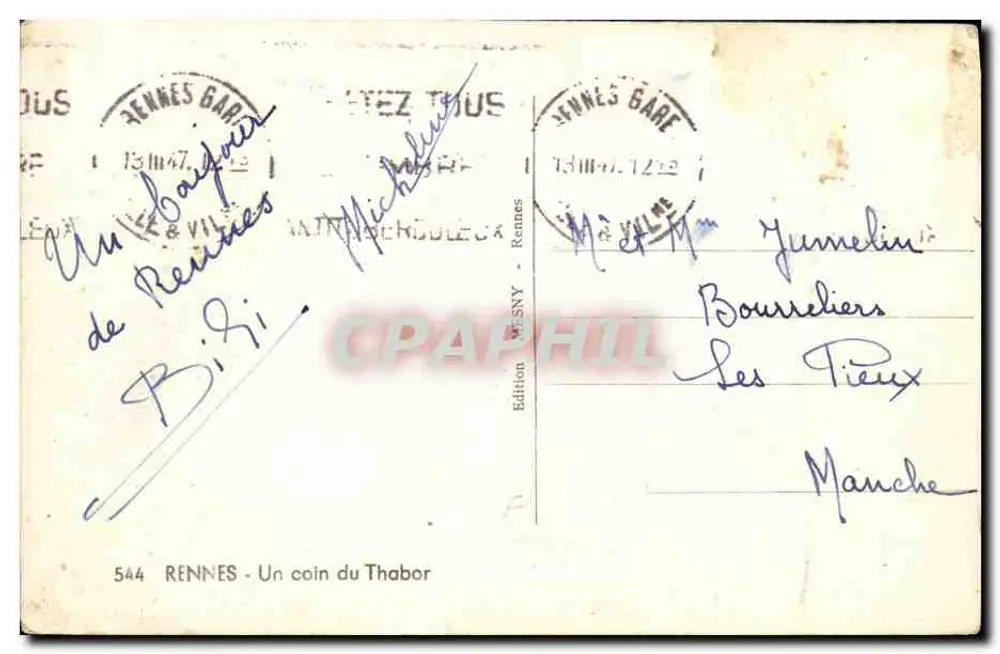 Um canto do Thabor — Rennes — Edição Rennes - Verso