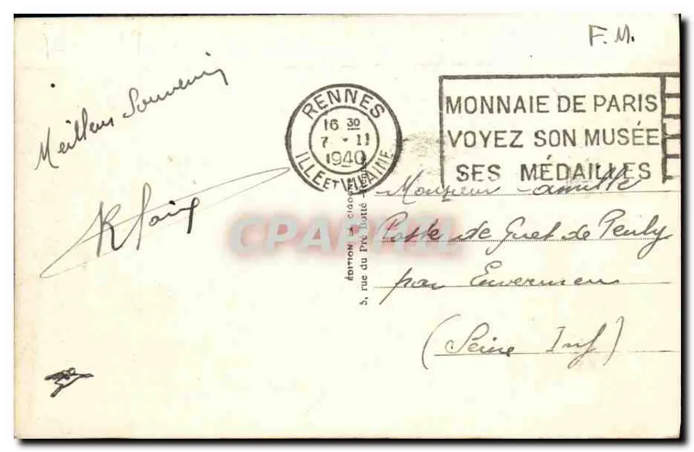 Rennes-Le Thabor — Entrada da rue de Paris — editor desconhecido, n°6 - Verso