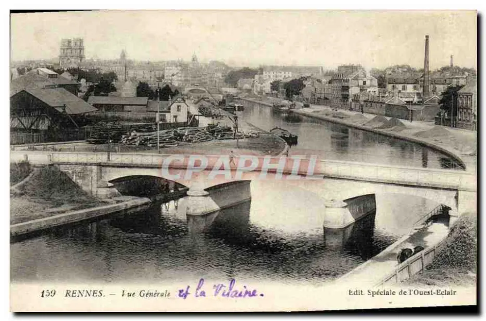 Rennes — Vista Geral e a Vilaine — Edição Especial do Ouest-Eclair - Frente