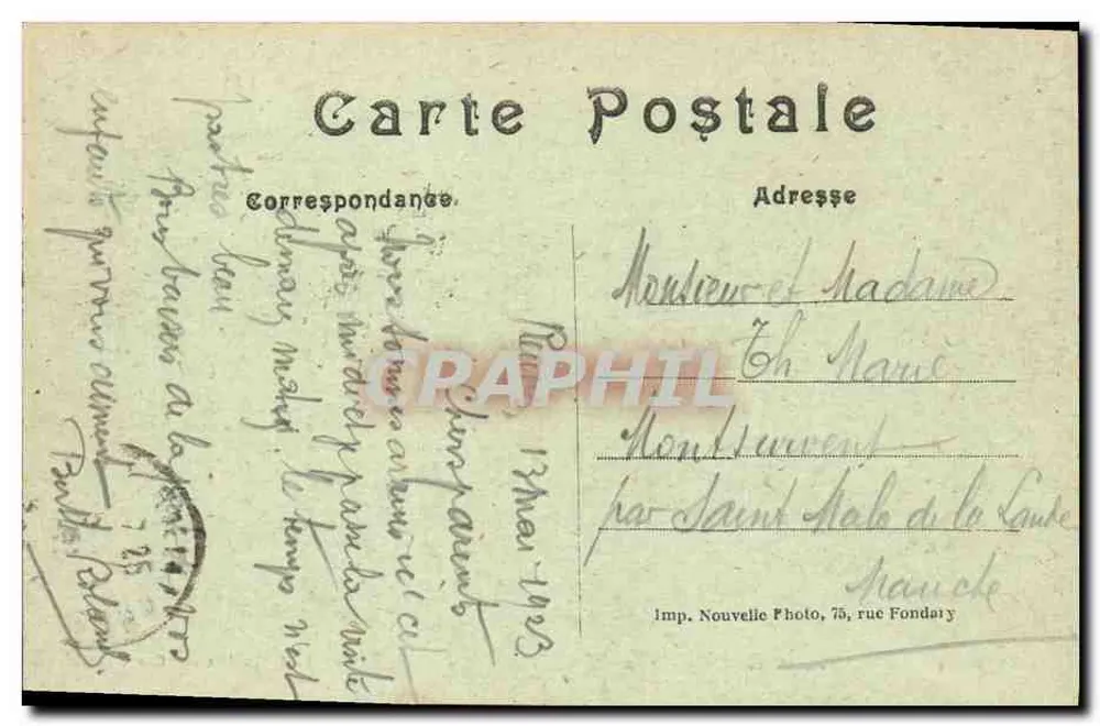 Rennes — Vista Geral e a Vilaine — Edição Especial do Ouest-Eclair - Verso