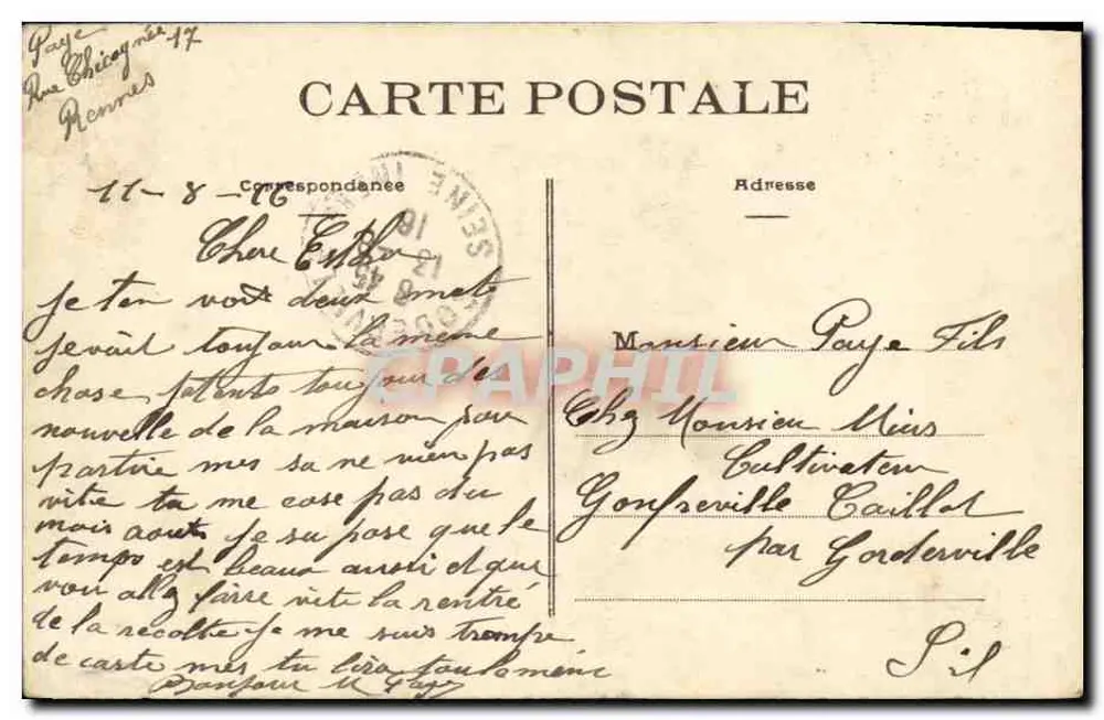 Rennes (I.-et-V.) - Innenraum des Palasts der Gerechtigkeit - Die 1. Kammer — Verleger Vasselle, n° 2298 - Rückseite