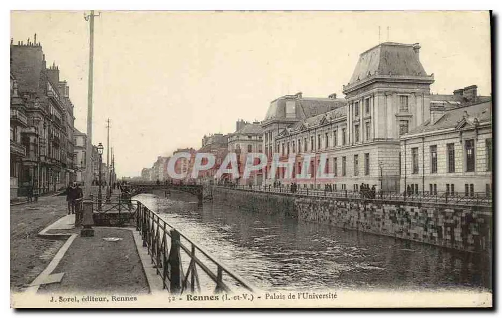 Rennes (Ille-et-Vilaine) - Palácio da Universidade — J. Sorel, editor, Rennes, n° 52 - Frente