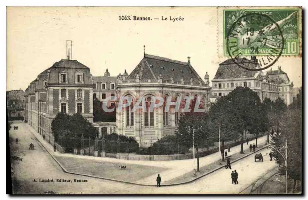 Rennes — O Liceu — A. Lambré, Editor, Rennes - Frente