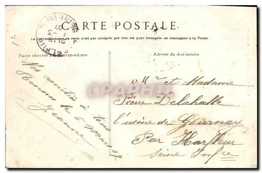 Rennes — O Hôtel-de-Ville — G.F. — n° 1021 - Verso