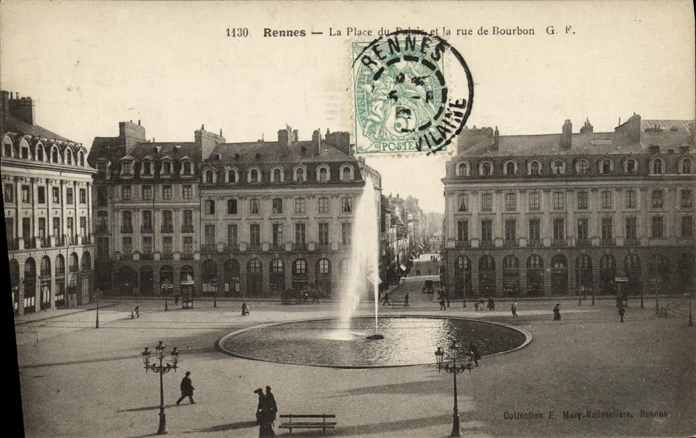 Rennes — La Place du Paris und die Rue de Bourbon — G. F. - Vorderseite