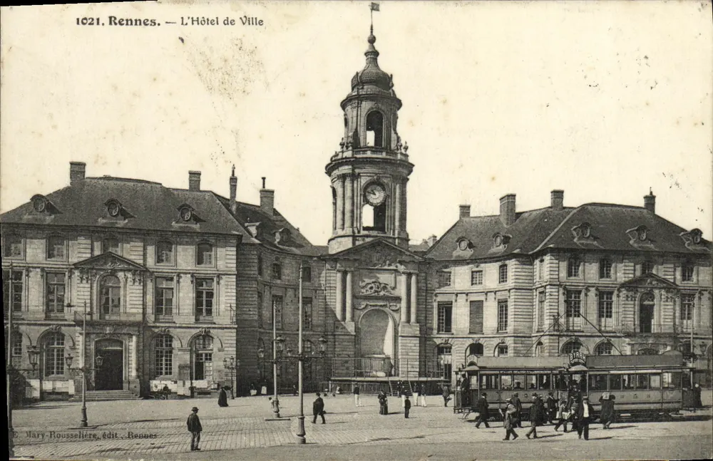 Rennes — O Hotel de Ville — E. Mary-Roussellière, edição Rennes - Frente