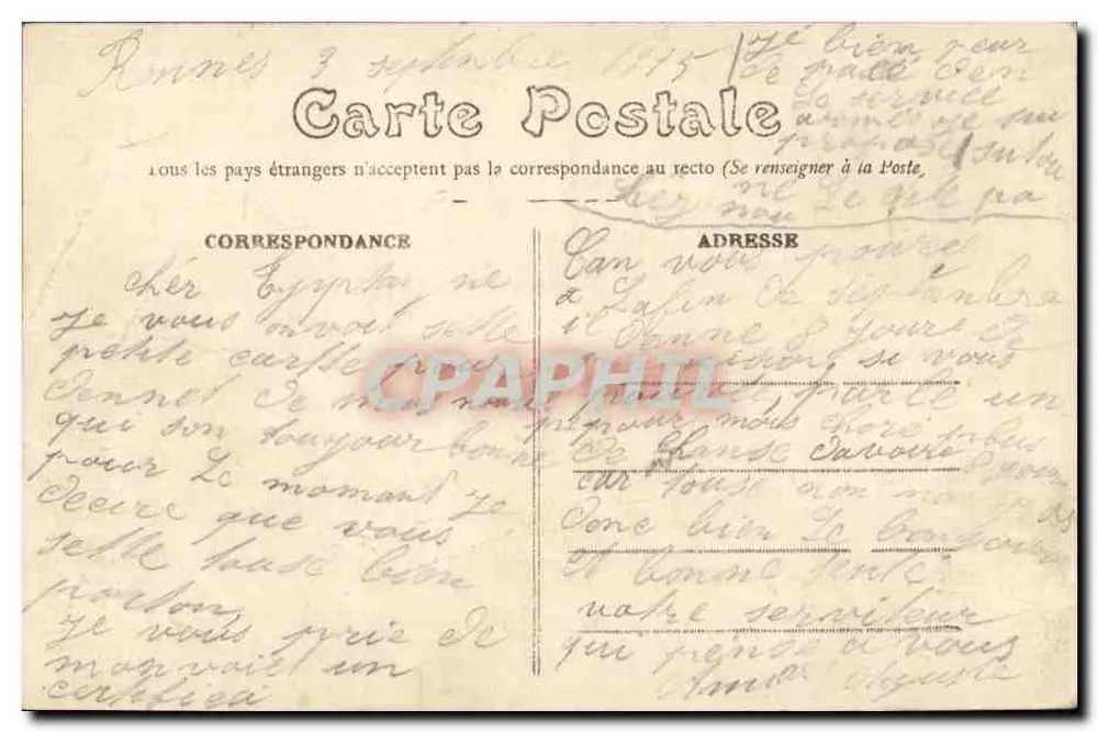 Rennes — Kasernen des Arsenal — E. Mary Rousselière Verlag, Nr. 1103 - Rückseite