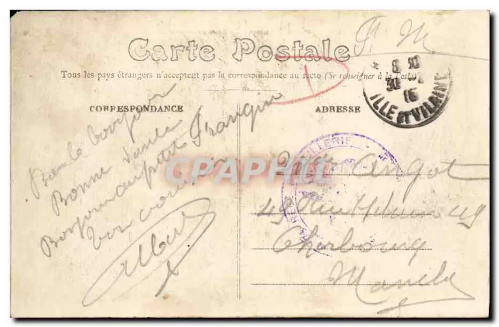 Rennes — Guines-Kaserne — Cour d'Honneur — E. Mary-bousselière, Verlag Rennes - Rückseite