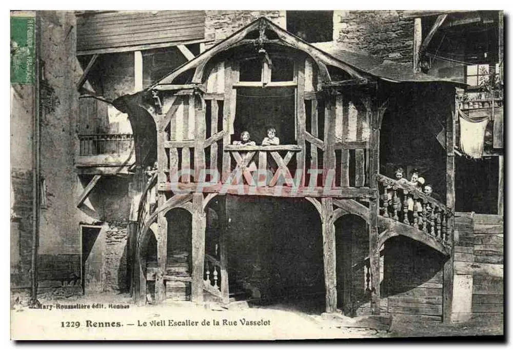 Rennes — Der alte Treppenaufgang der Rue Vassélot — Verlag Mary-Rousselière, Rennes - Vorderseite