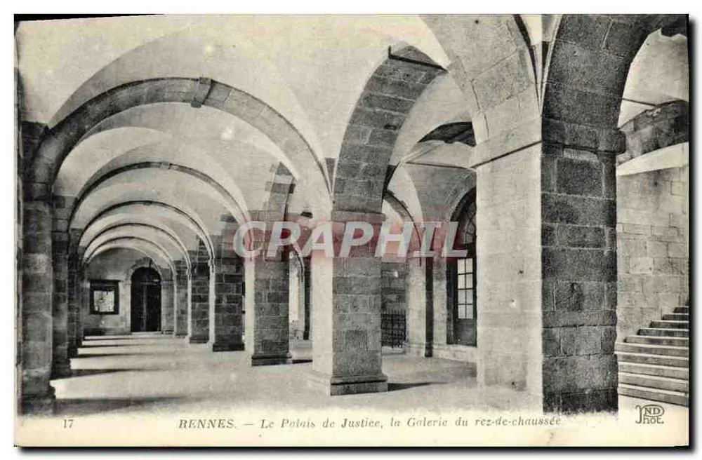 Rennes — Das Palais de Justice, die Galerie des Erdgeschosses — ND (ohne Datum) — Imp. Créte, Paris - Vorderseite