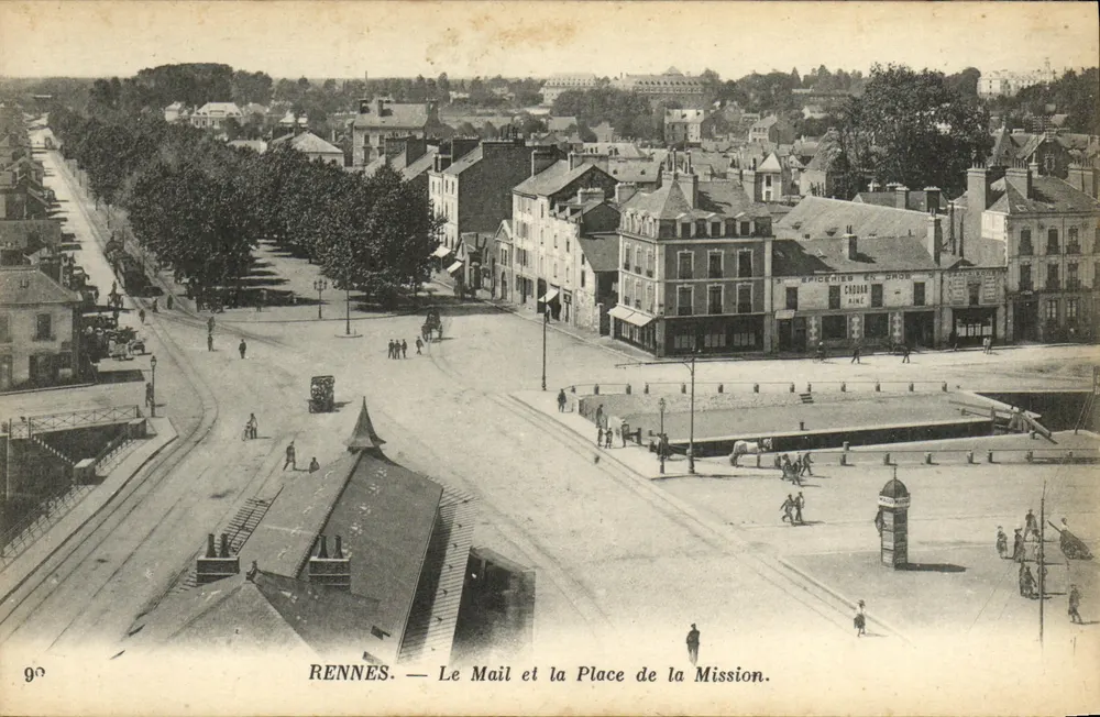 Rennes — Le Mail und Place de la Mission — Impr. Phot. Neuboin et Cie, Paris - Vorderseite
