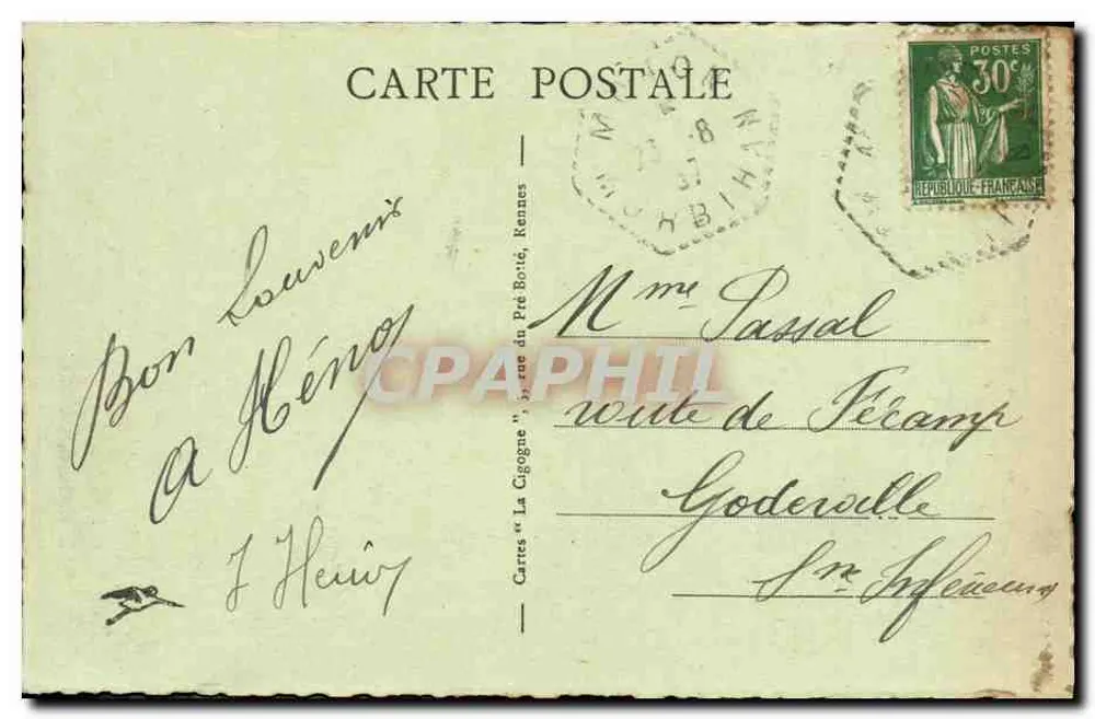 Rennes - Croix de la Mission — uitgever Rennes, n° 26 - Achterkant