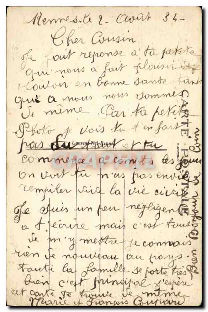 Rennes — O Palácio de Justiça — editor Loret, n° 1511 - Verso