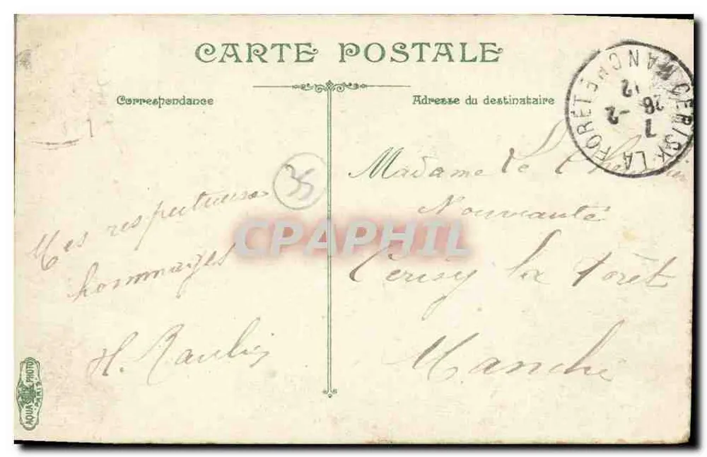 Rennes, Place du Palais & Rue Bourbon — vista da fonte — editor L.V. & Cie, n° 613 - Verso