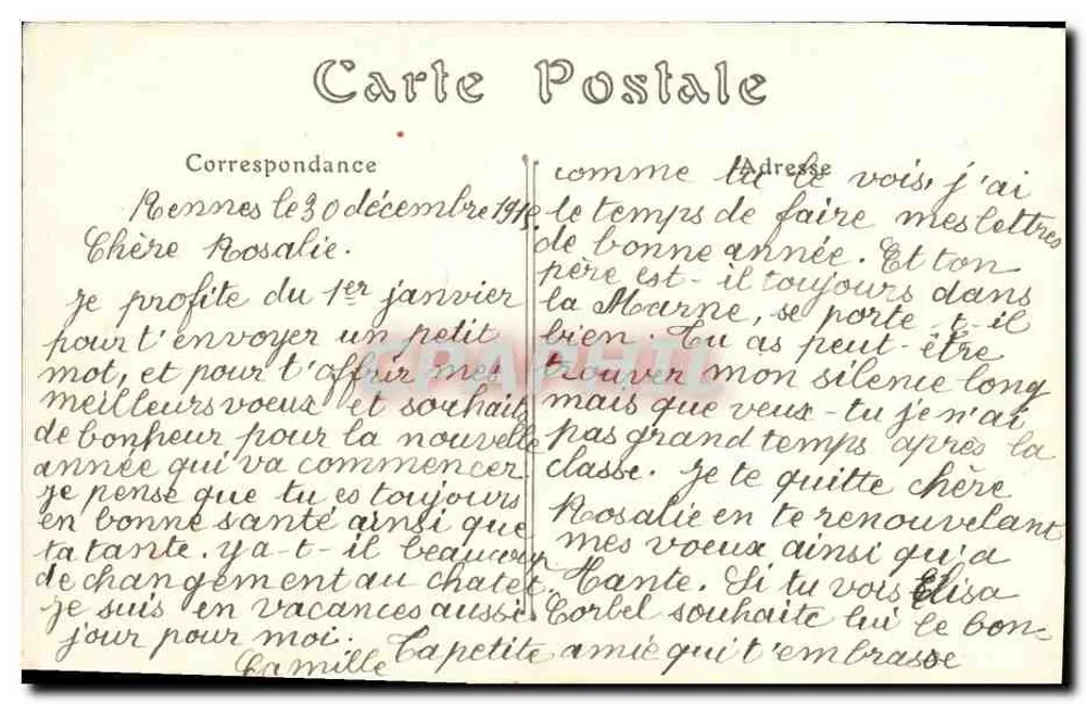 Rennes (Ille-et-Vilaine) — As margens da Vilaine — J. Sorel, editor, Rennes - Verso