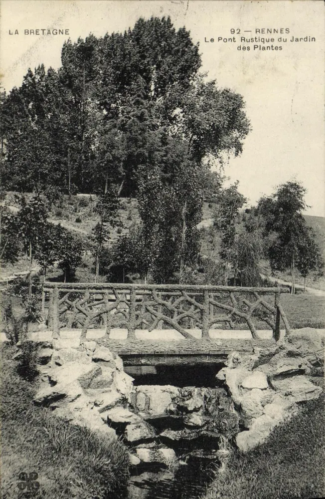 Der rustikale Brücke im Jardin des Plantes — Rennes — Verlag La Bretagne, n° 92 - Vorderseite