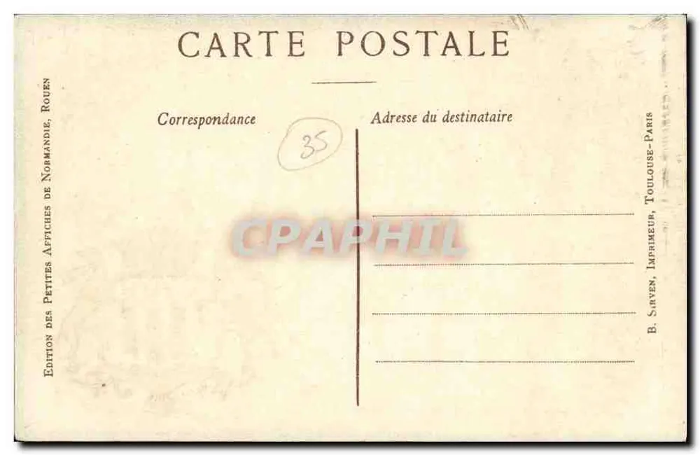 Rennes e Simalain — Emissão da Câmara de Comércio de Rennes & de Simalain — N° 444899 - Verso