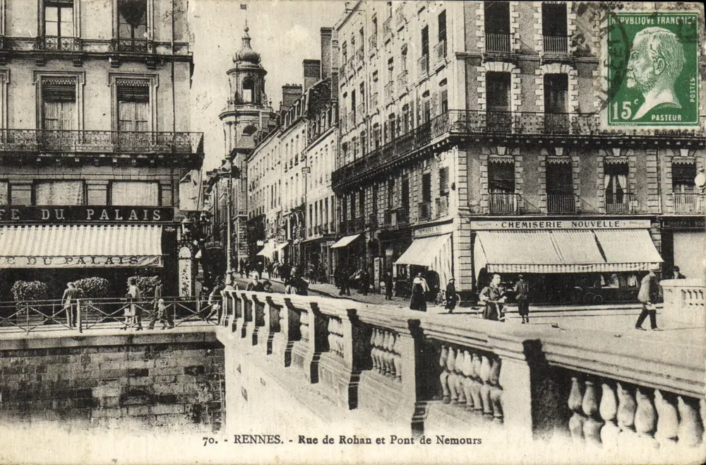 Rennes - Rue de Rohan und Pont de Nemours — unbekannter Verlag, n° 70 - Vorderseite