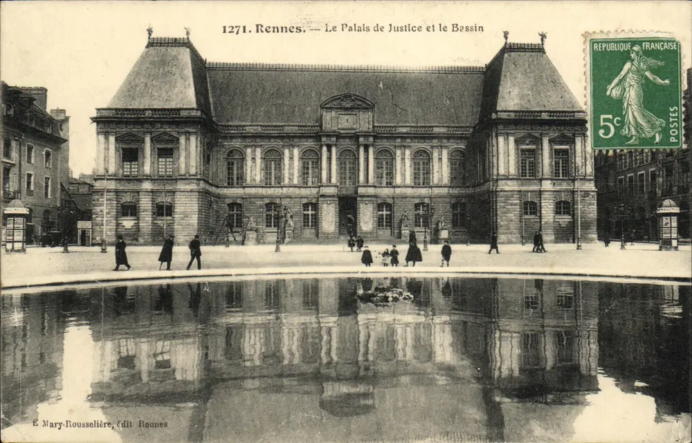 Rennes — Das Justizpalast und der Bassin — E. Mary-Roussellière (genannt Rounes) - Vorderseite