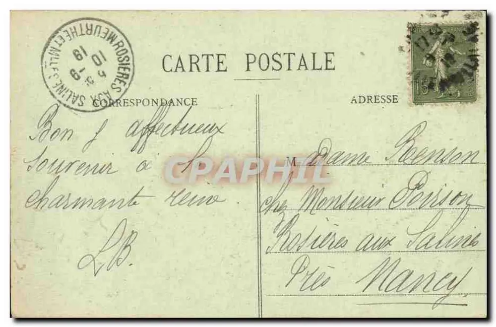 Paramé - Playa y Punta de Rochebonne - G.F. - Edición Guérin, St-Malo - Reverso