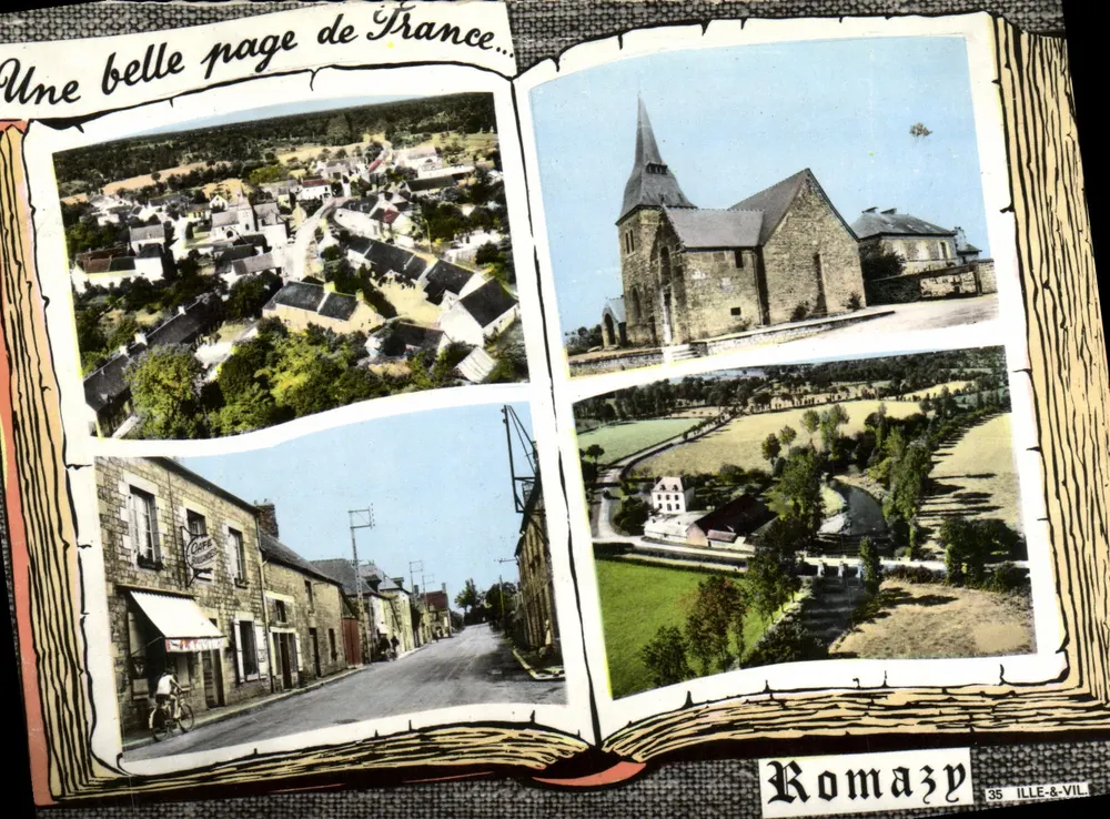 Romazyp — vue panoramique et église — éditeur COMBIEUR IMPRIMEUR (35, Ille-et-Vilaine) - Frente
