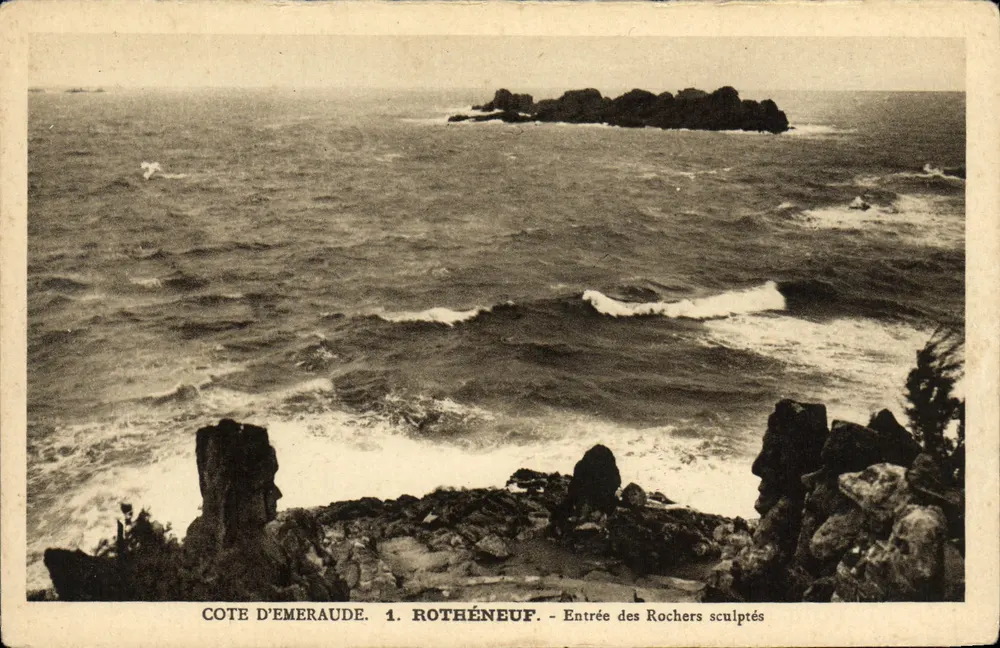 Côte d'Émeraude. 1. Rothéneuf — Eingang zu den geschnitzten Felsen — H. Brebion Edition - Vorderseite