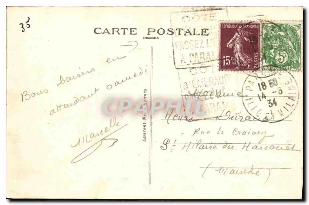 Costa da Esmeralda — Rothéneuf — La Lupin — Editora : 3756 - Verso