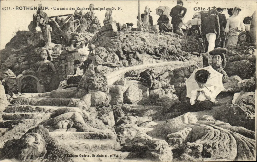 Rothéneuf — Ein Stück der geschnitzten Felsen — Édition Guérin, St-Malo (I. et V.) - Vorderseite