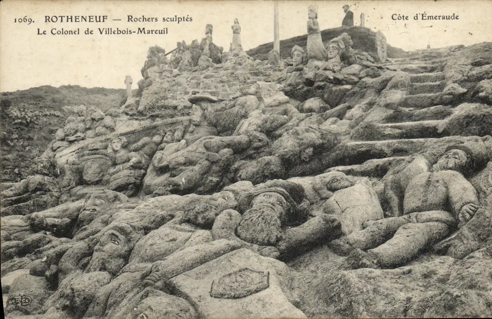 Rotheneuf — Geschnitzte Felsen — Colonel de Villebois-Marceuil, Côte d'Émeraude - Vorderseite