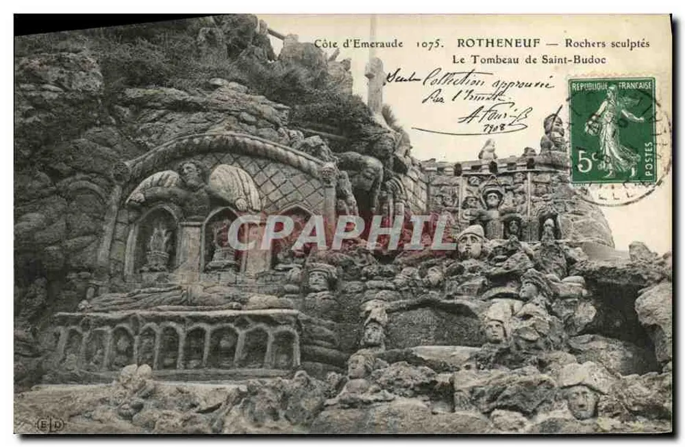 Côte d'Émeraude — Gekörnte Felsen — Das Grab von Saint-Budoc — ROTHENEUF — Verlag E.D. - Vorderseite