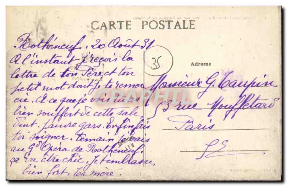 Rothéneuf (I.-et-V.) — Ansicht der Klippen von la Varde — Verlag: J. P. L. G. (Nr. 120) - Rückseite