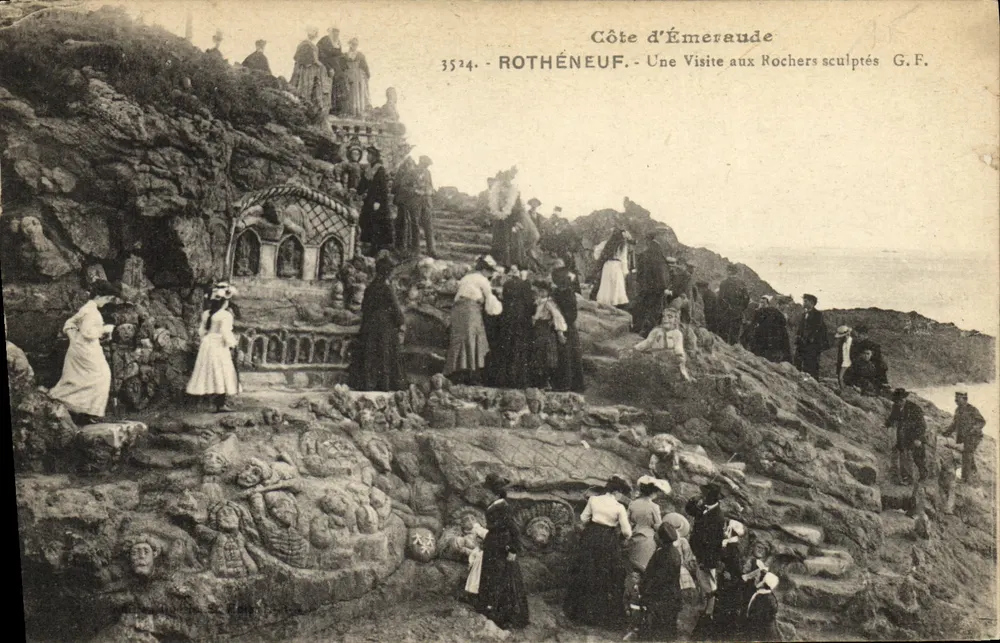 Rothéneuf — Côte d'Émeraude, Eine Besichtigung der geschnitzten Felsen — G.F. n°3524 - Vorderseite