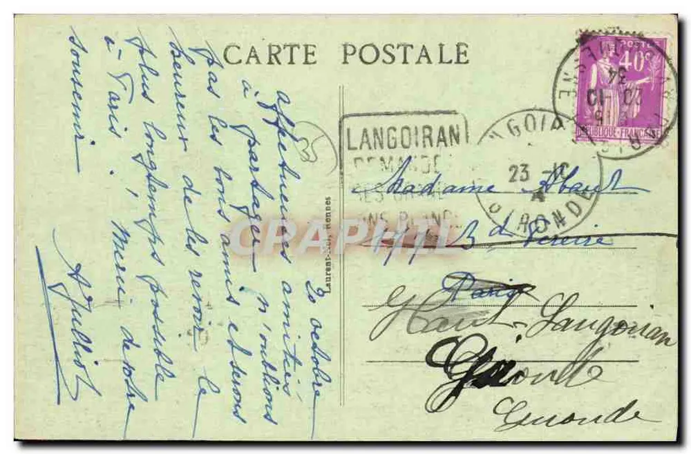 Vila Ker Yvonne em ROTHÉNEUF (Bretagne) — Telefone n°9 — por Paramé - Verso
