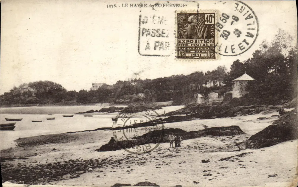 Le Havre-de-Ropheuëuf — praia com barcos e torre — editor: 3376 - Frente