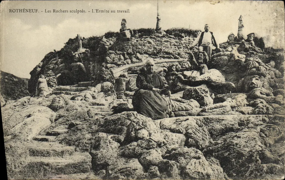 Rothéneuf — Die geschnitzten Felsen — Der Einsiedler beim Arbeiten — Verlag: Collecho - Vorderseite
