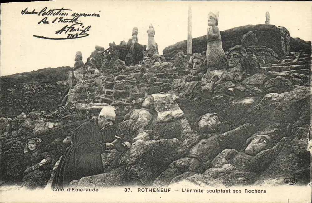 Rotheneuf — Der Einsiedler, der seine Felsen schnitzt — Verlag E. Delcy, Saint-Malo, n°37 - Vorderseite