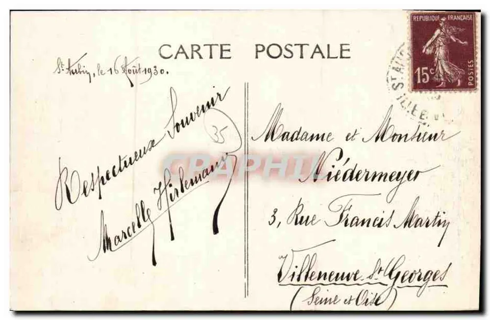 Saint-Aubin-d'Aubigné (I. & V.) — Die Kirchplatz — unbekannter Verlag - Rückseite