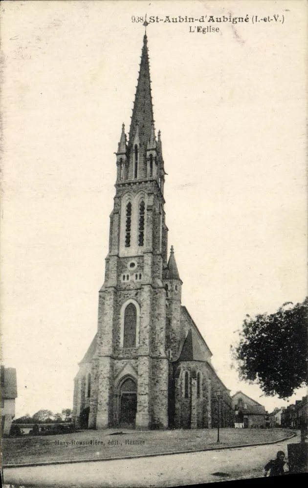 St-Aubin-d'Aubigné (I.-et-V.) — La Chiesa — Mary-Roussellère, editore, Reims n°938 - Recto