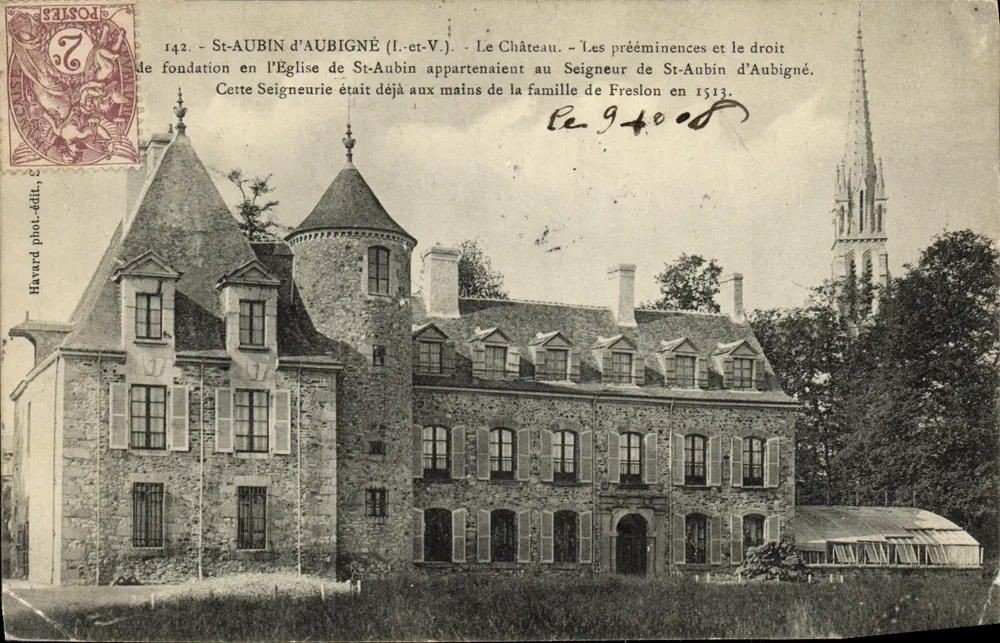 St-AUBIN d'AUBIGNÉ (I.-et-V.) — Ansicht des Schlosses — Havard photo-verlag, Serie 142 - Vorderseite